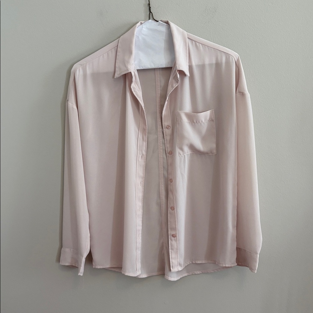 Frenchi Blush Pink Sheer Blouse - Picture 1 of 7